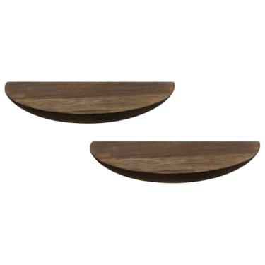 Imagem de Chinflly Pacote com 2 prateleiras flutuantes, prateleiras de madeira semi-redondas montadas na parede para quarto, sala de estar, banheiro, cozinha, escritório e plantas, decoração de parede, marrom