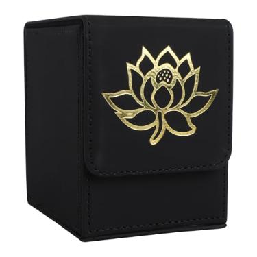 Imagem de Zettokete MTG Deck Box with 2 Dividers, Large Capacity Commander Deck Box Fits 100+ Double-Sleeved Cards, PU Leather Card Deck Box Compatible with Magic Commander YuGiOh TCG CCG,Golden Lotus