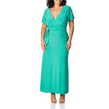 Imagem de Star Vixen Vestido longo feminino de manga curta, Jade liso, M