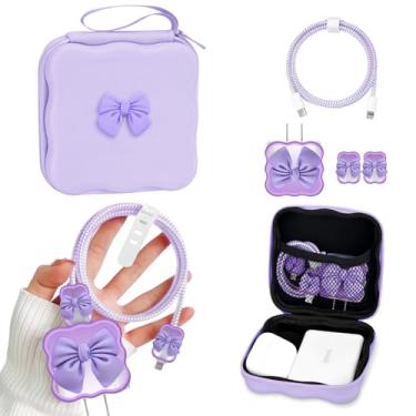 Imagem de CameCosy Conjuntos de capa de armazenamento de carregador de telefone DIY para iPhone com protetor de cabo, protetor de fio de fone de ouvido, bolsa portátil de armazenamento de viagem, organizador de