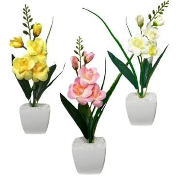 Imagem de Arranjo De Flores Orquídeas Artificiais Decorativas Kit Atacado