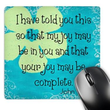 Imagem de 3dRose Mouse pad LLC 20 x 20 x 0,65 cm, verso da Bíblia João 15-11 explicação inspiradora cristã com flor peculiar (mp_150073_1)