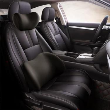 Imagem de Almofada de apoio lombar e encosto de cabeça para carro – Almofada ergonômica para encosto de cabeça e suporte lombar – Kit de travesseiro de suporte lombar para carro e travesseiro de pescoço de