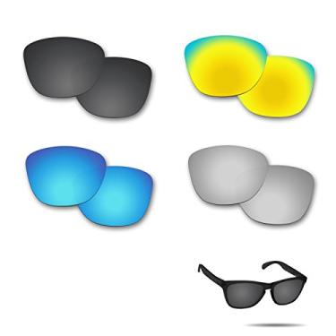 Imagem de Fiskr Lentes de reposição anti-água salgada para óculos de sol Oakley Frogskins pacote com 4 pares, Stealth Black & Metallic Silver & Ice Blue & 24k Gold, 0