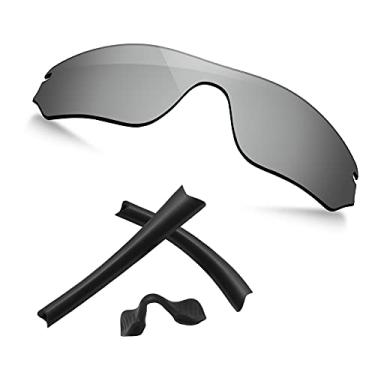 Imagem de TRUSHELL Lentes de reposição polarizadas | Kits de borracha para óculos de sol Oakley Radar Edge OO9184, Kits de borracha preta + espelho prateado - polarizado, Radar Edge