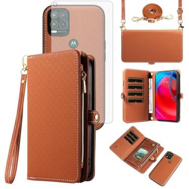 Imagem de Asuwish Capa de celular para Moto G Stylus 5G 2021 com zíper carteira destacável com protetor de tela de vidro temperado alça transversal alça flip suporte para cartão Motorola GStylus G5 XT2131DL