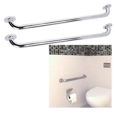 Imagem de Alça Barra Apoio Inox Kit 2 Uni Suporte 70cm Gestante Criança Idoso De