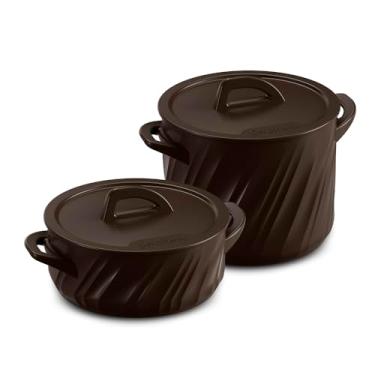 Imagem de Ceraflame Conjunto de Panelas Twist Italiano 2 peças, 24cm, Tampa de Cerâmica, Indução, Chocolate