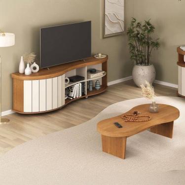 Imagem de Sala de Estar Completa para TV Até 75 Polegadas Magnum Cinamomo/Off White - Pnr Móveis