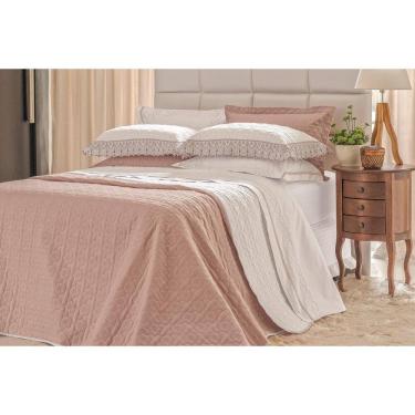 Imagem de Cobre Leito King Dupla Face Branco/Rose Charlote