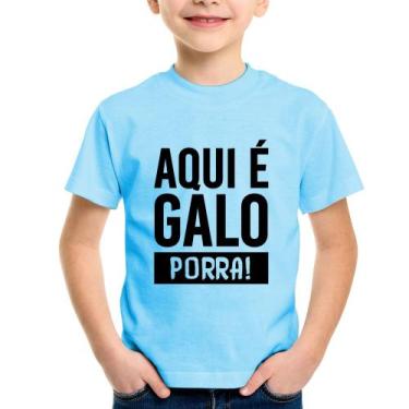 Imagem de Camiseta Infantil Aqui é galo  - Foca na Moda, Azul bebê, 14