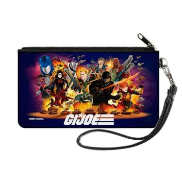 Imagem de Buckle-Down Carteira GI Joe, bolsa com zíper, GI Joe Universe Agents Explosion Group Pose e logotipo azul, tela, Azul, SMALL, Casual