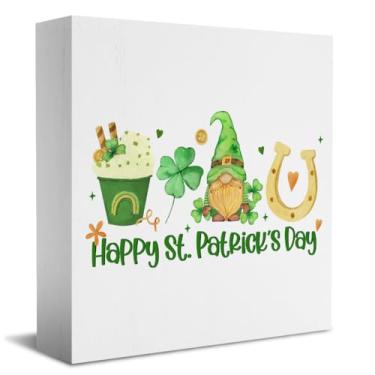 Imagem de Decoração do Dia de São Patrício Decoração de Trevo Decoração de Mesa Placa de Madeira Sinal de Caixa de Madeira Decoração do Dia de São Patrício Bênção Irlandesa Placa de Bloco de Madeira Placa para