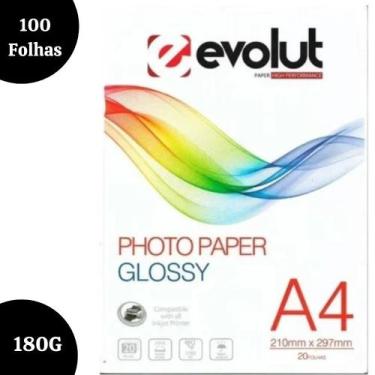 Imagem de Papel Fotográfico Glossy A4 180g Brilhante 100 Folhas - Evolut