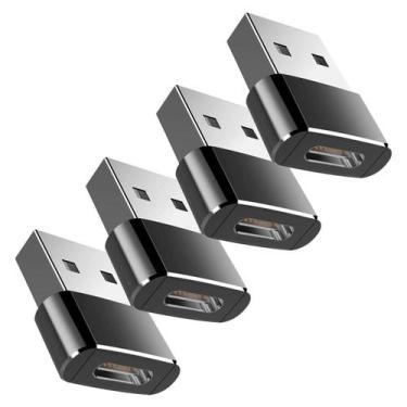 Imagem de Kit 4 Un Adaptador Conversor USB Tipo C Fêmea Para USB Macho - Kit 4 A