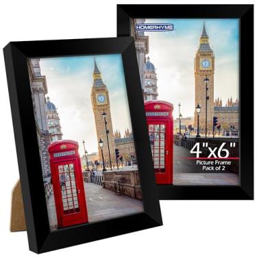 Imagem de HOMERHYME Conjunto de 2 porta-retratos de 10 x 15 cm, moldura para exibição de fotos para galeria de parede, moldura vertical e horizontal para pendurar na parede, pôsteres e impressões de arte, preta