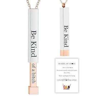Imagem de Be Kind Of A B Colares para mulheres, colar de mensagem oculta, presente de joias da amizade das irmãs da irmandade para melhores amigas, pingente de tubo quadrado com alça de mensagem oculta
