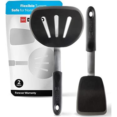 Imagem de Espátulas de silicone flexíveis premium DI ORO – A melhor espátula de silicone, panquecas e chinelos – Vire de borracha versátil resistente ao calor de 600 oF para atender a todas as suas necessidades de cozinha (conjunto de 2 peças da série Chef)