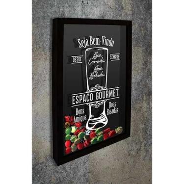 Imagem de Quadro Porta Tampinhas Espaço gourmet 2 - Quadro Novo, 45x63, Preto