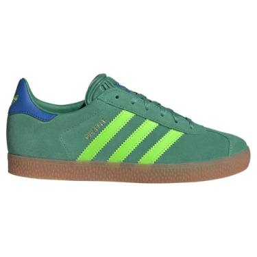 Imagem de adidas Originals Tênis infantil Gazelle, Verde semiquadrado/verde solar/azul pássaro, 17