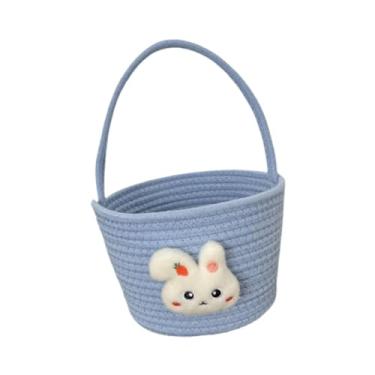 Imagem de oshhni Cestas de Páscoa Bunny Baskets decoração de festa Trata -se de cesto de cesto de boa cesta de corda para presentes ovos de crianças crianças crianças, Azul
