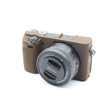 Imagem de Capa A6400, BolinUS Fullbody Ultrafina, leve, de borracha, macia, de silicone, capa para Sony Alpha A6300 A6400, Coffee