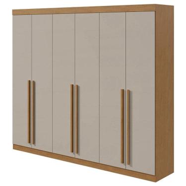 Imagem de Guarda Roupa Casal Bertha 6 Portas Amêndoa Clean Off White - Lopas