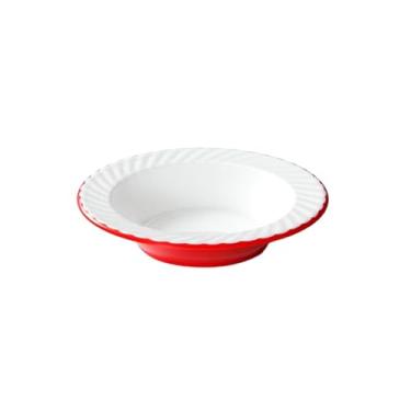 Imagem de Prato de imitação de porcelana minimalista, prato de sopa refogado para restaurante de hotel - P0108-8-vermelho e branco