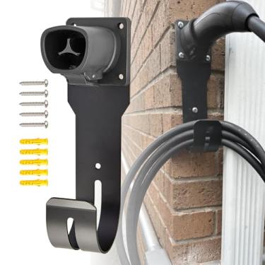 Imagem de Anina Suporte de carregador Tesla, suporte de parede para todos os modelos Tesla X/Y/3/S Bocal Coldre Dock & J-Hook EV Suporte de cabo de carregamento gancho de aço resistente para veículos elétricos