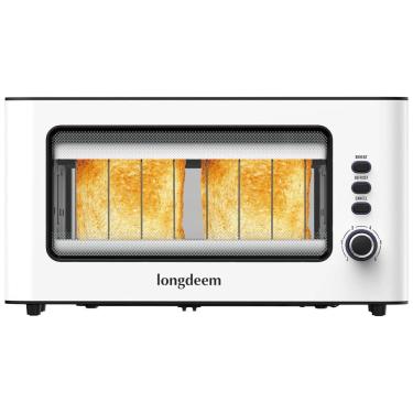 Imagem de Torradeira 2 Fatias com Desligamento Automático, 6 Níveis de Tostagem e Bandeja de Migalhas Removível, 110V 1000W, LONGDEEM, Branca