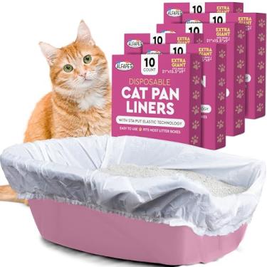 Imagem de Alfapet Forros elásticos para caixa de areia para gatos - Extra Giant 60 unidades - Sacos de areia para gatos resistentes a rasgos - Forros de areia impermeáveis para gatos - Serve para caixa de areia