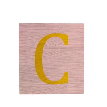 Imagem de Cubo Rosa Bebê Letra Amarela Festa Chá de Bebê Decoração 8x8x8 Cm Mdf 