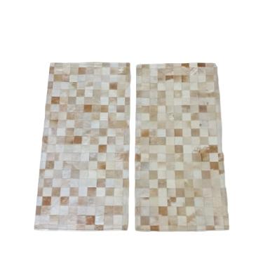 Imagem de Tapete De Couro Natural Par Beira Cama (Passadeira) 1,00 x 0,50 M (Bege Mesclado)