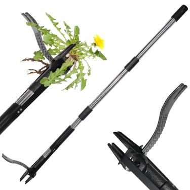 Imagem de Ferramenta extrator de ervas daninhas de 4 garras, ferramenta de remoção de ervas daninhas de aço inoxidável de alta resistência, design sem dobra (ergonômico)