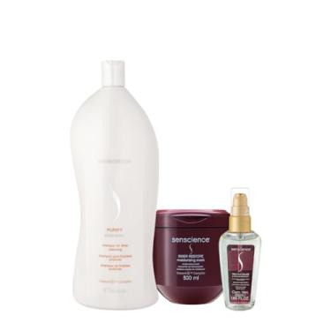 Imagem de Kit Senscience Purify Shampoo 1L Inner Restore Máscara e True Hue Óleo (3 produtos)