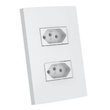 Imagem de Conjunto Tomada Dupla 10A 4X2 Enerbras Dubai Branco Ed5427En
