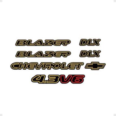 Imagem de Kit De Emblemas Blazer Dlx 1996 97 98 99 00 Adesivo Preto - SPORTINOX