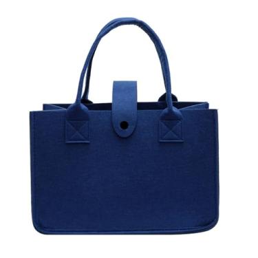 Imagem de 1 sacola de feltro média para meninos e meninas, bolsa de presente reutilizável para chá de bebê, lembrancinhas de festa faça-você-mesmo (12. Azul marinho)