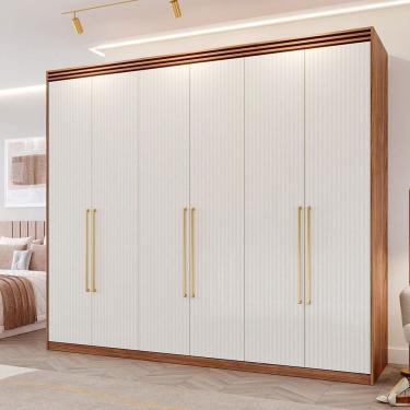 Imagem de Guarda-Roupa Casal 6 Portas com Espelho Interno Giratório 235cm 100% MDF Turim Espresso Móveis