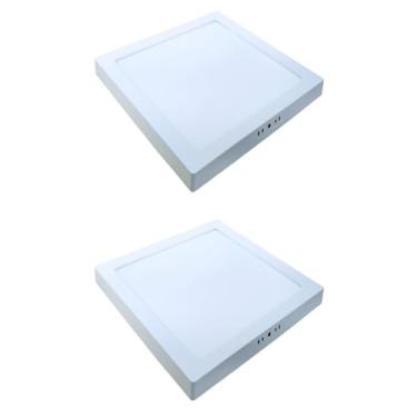 Imagem de Kit 2x Painel Plafon Sobrepor Alumínio Quadrado LED 24W 30x30 Bivolt Branco Frio