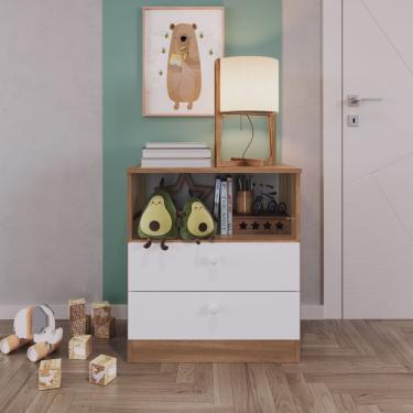 Imagem de Cômoda Infantil 2 Gavetas 1 Nicho Aconchego Completa Móveis