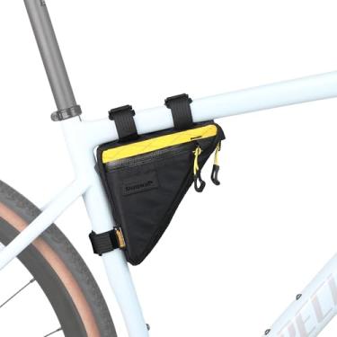 Imagem de Rhinowalk Bolsa para quadro de bicicleta, impermeável, bolsa triangular, bolsa de bicicleta de 0,9 L, bolsa sob o tubo, acessórios profissionais de ciclismo (P) - preto e amarelo