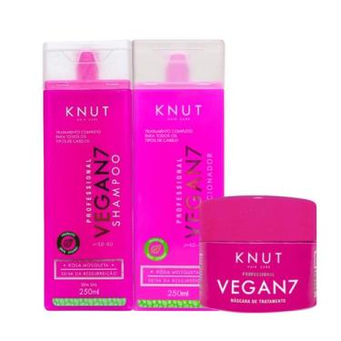 Imagem de Kit Vegan7 Shampoo 250ml + Condicionador 250ml + Máscara 300g Knut 