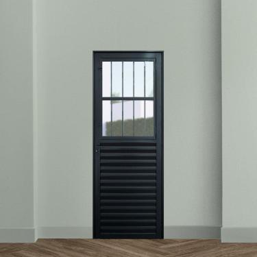 Imagem de Porta de Aluminio Postigo Social 210x70cm Linha Plus Lux-esquadrias Preto