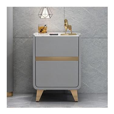 Imagem de Mesas de cabeceira para quarto, mesa de cabeceira de madeira maciça, armário redondo de armazenamento branco com gaveta, mesa lateral, dormitório, armário pequeno, criado-mudo moderno (cor: B)