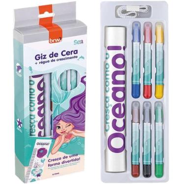 Imagem de Giz Cera Retrátil + Régua Crescimento Sea Caixa 8 Pcs Gz2003
