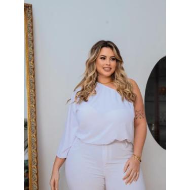 Imagem de Bata Feminina Plus Size Blusa Com Elástico Ajustável Mula Manca Croppe