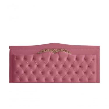 Imagem de Cabeceira De Cama Painel Barcelona Queen 160 Cm Retro Capitonê Botão Encapados Suede Rosa Bebê Do Lar Móveis