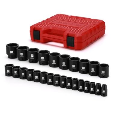 Imagem de MIXPOWER Conjunto de soquetes de impacto de 1/2 polegada de 26 peças, métrico, raso, 10 mm a 36 mm, liga de aço Cr-Mo, design de canto de raio, grau de impacto