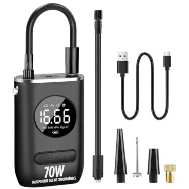 Imagem de Calibrador Portátil Compressor Bomba De Ar Digital Com Lanterna LED para Encher Pneus de Carro, Moto, Bike, Bicicleta, Bola e Piscina Inflável Premium